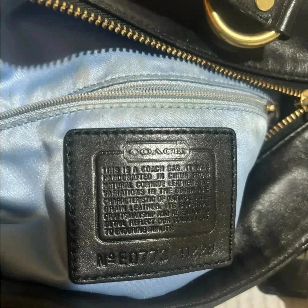 Coach black leather satchel handbag